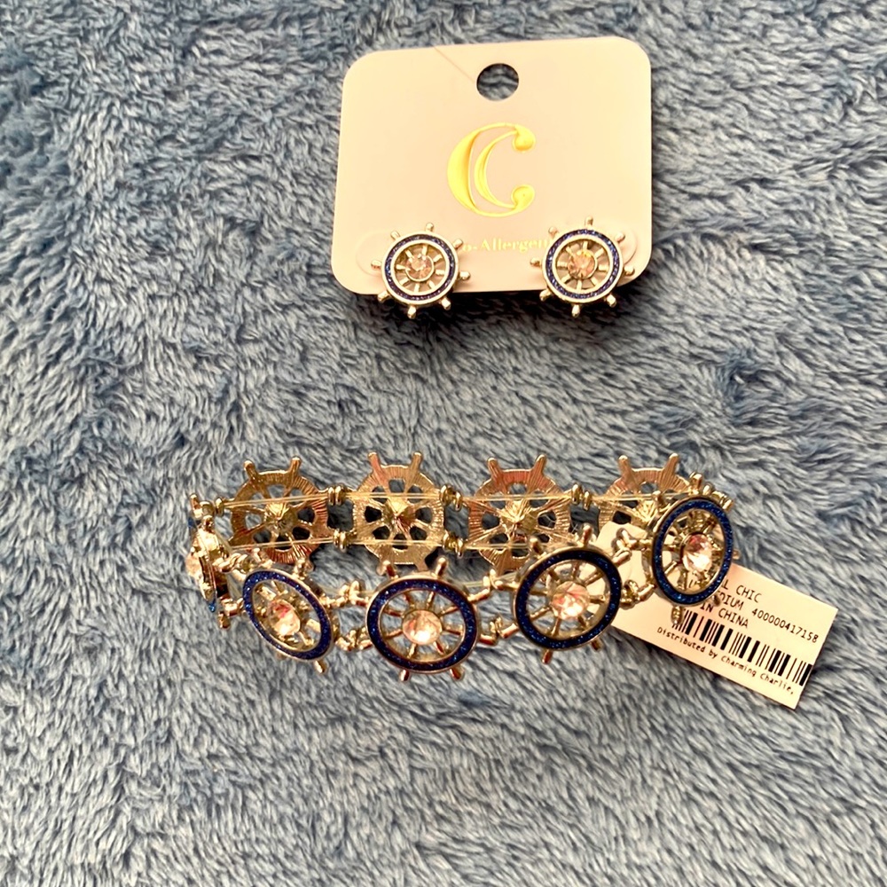 NWT- Charming Charlie ships, wheel, earrings, and matching bracelet
